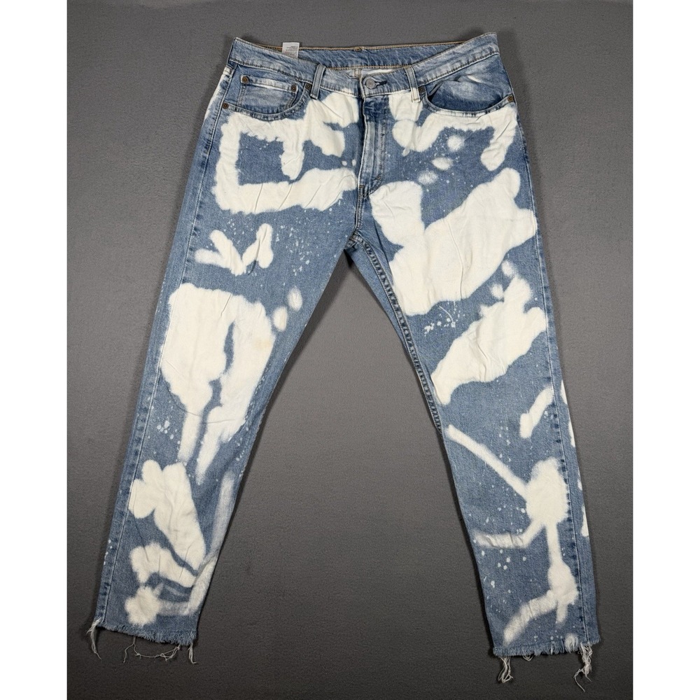 Levi's 512 Slim Taper Men's Bleach Wash Splatter Jeans W36 L30 Raw Hem